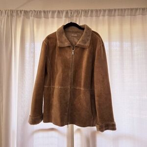 Suede Guess Jacket, Large, Tan color
